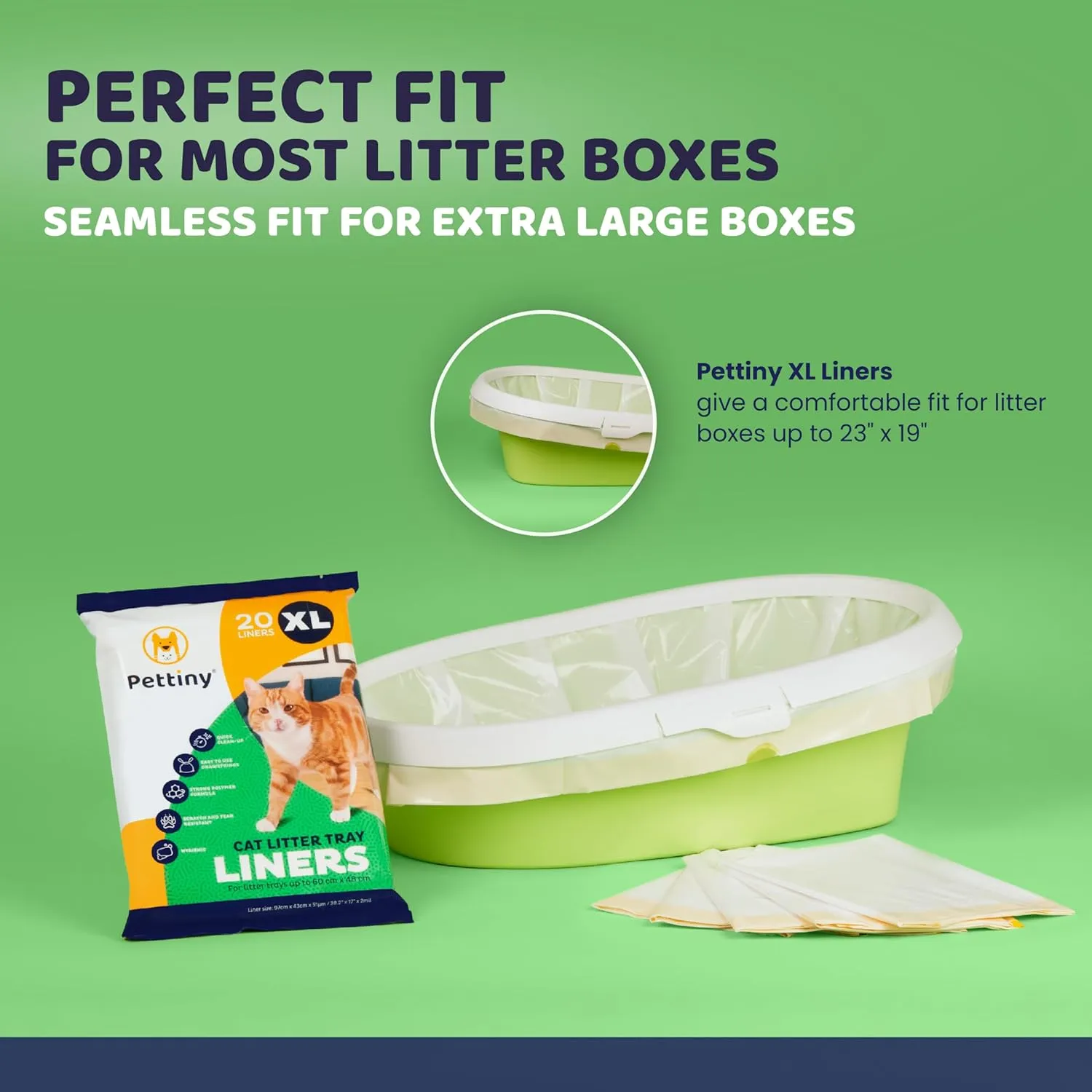 20 XL Cat Litter Box Liners with Drawstrings - Scratch Resistant Cat Litter Bags for an Extra Large Litter Pan