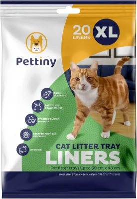20 XL Cat Litter Box Liners with Drawstrings - Scratch Resistant Cat Litter Bags for an Extra Large Litter Pan