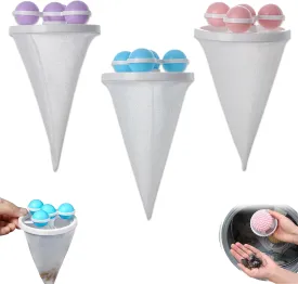 3Pcs Floating Hair Filtering Mesh Removal, Pet Hair Remover for Laundry, Reusable Washing Machine Hair Filter Cleaning Mesh Bag, Lint Fur Removers Catcher for Washing Machine