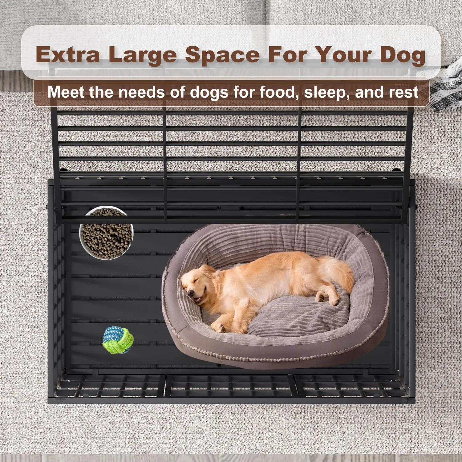 48 Inch Heavy Duty Dog Crate with WheelsIndestructible Escape-Proof Dog Cage for Large Dogs, Extra Large XL XXL Indestructible Dog Crate with Removable Tray.