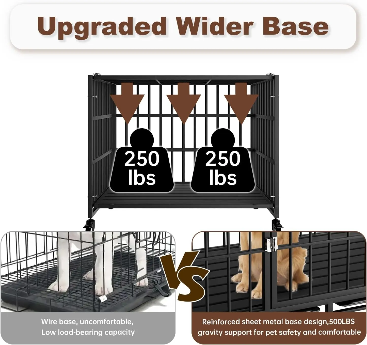 48 Inch Heavy Duty Dog Crate with WheelsIndestructible Escape-Proof Dog Cage for Large Dogs, Extra Large XL XXL Indestructible Dog Crate with Removable Tray.