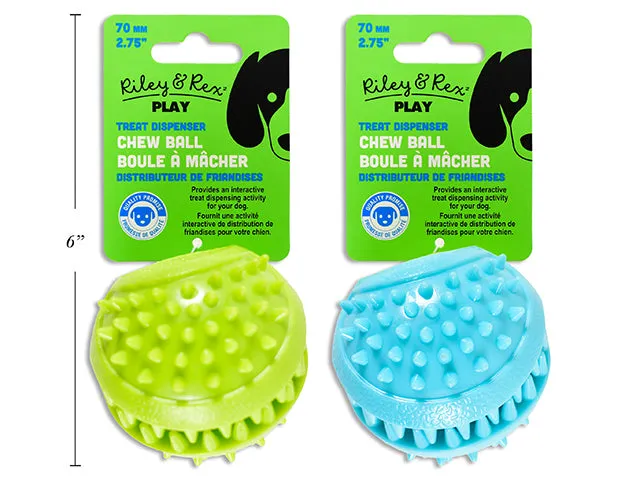 70Mm Tpr Treat Dispenser Chew Ball. 2 Asst.Colours. H/C.