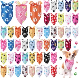 Abbylike 100 Pieces Dog Paw Print Dog Bandanas Bulk Bandanas for Dogs Triangle Kerchief Bibs Scarf with Paw Patterns for Daily Pet Costume Accessories Decoration(25.6 x 17.7 x 17.7)