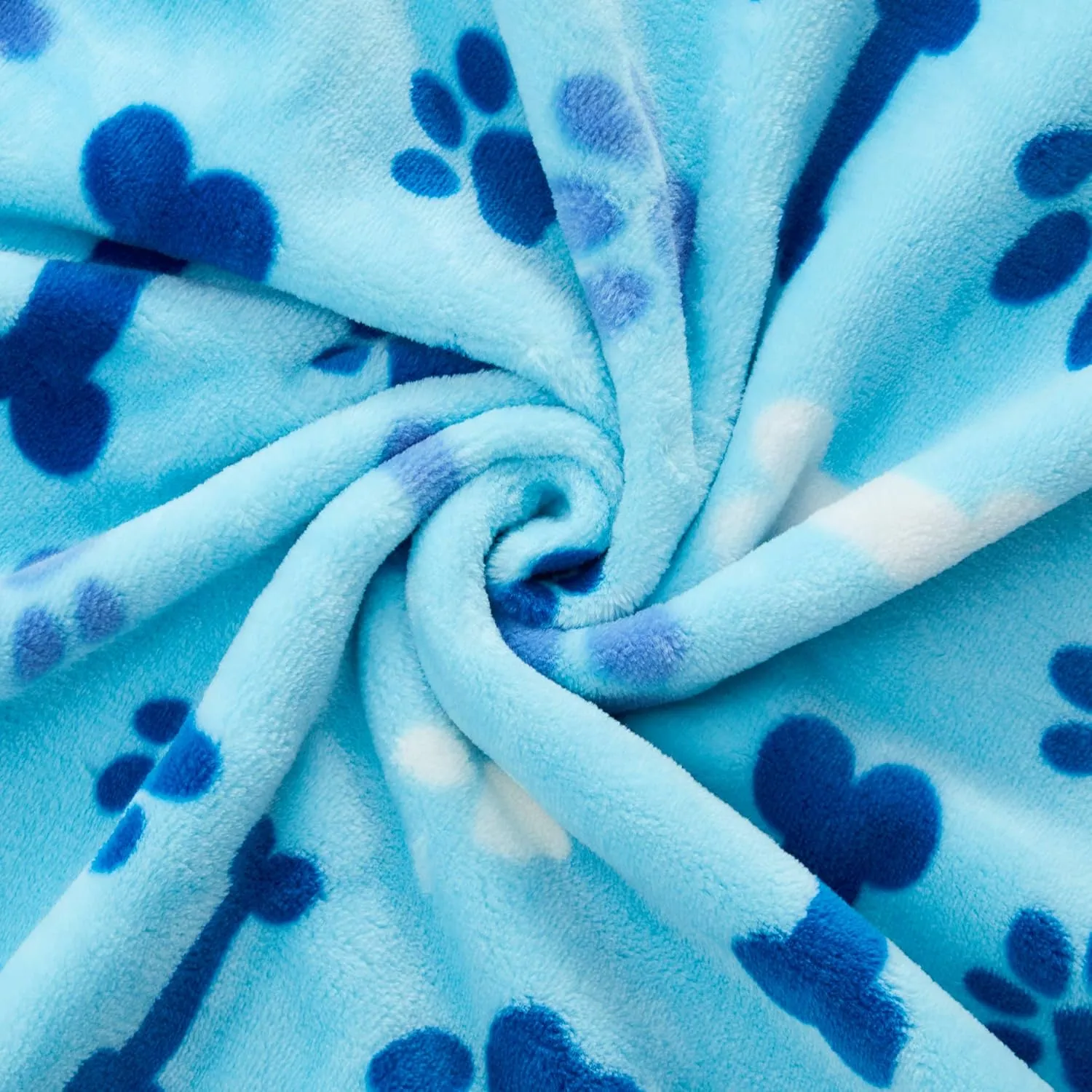 Allisandro Luxurious Dog Blanket, 350 GSM Super Fuzzy Microplush Fleece Pet Blankets for Small Medium Large Dogs and Cats, Blue Paw and Bone, 40" x 32"