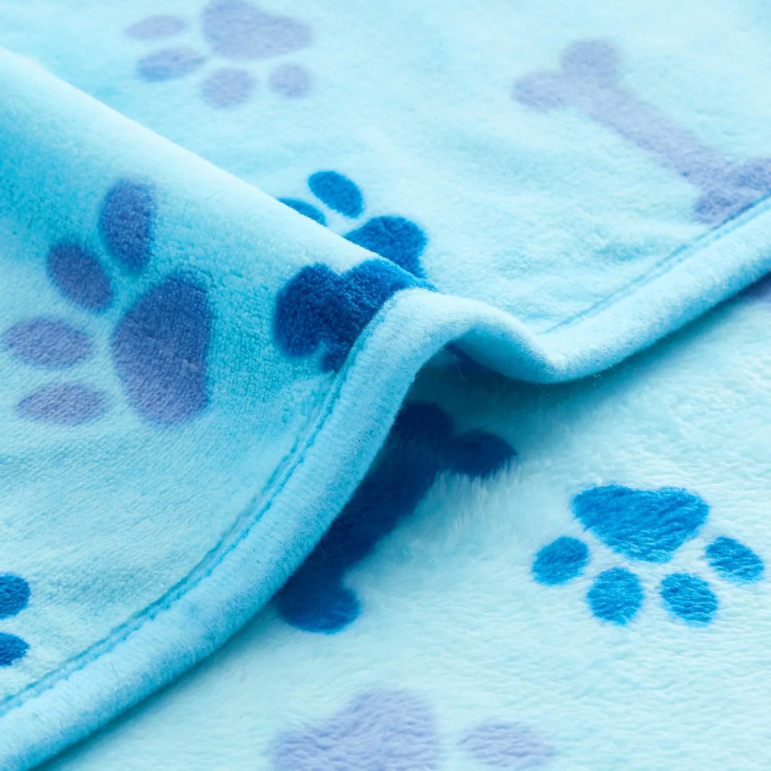 Allisandro Luxurious Dog Blanket, 350 GSM Super Fuzzy Microplush Fleece Pet Blankets for Small Medium Large Dogs and Cats, Blue Paw and Bone, 40" x 32"