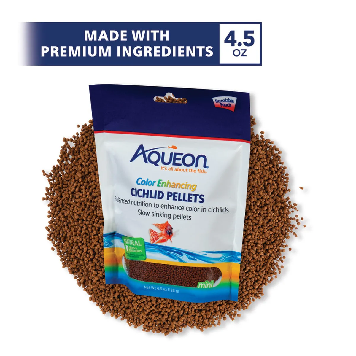 Aqueon Color Enhancing Cichlid Pellets Mini 4.5 oz