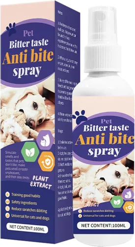 Bitter Apple Spray for Dogs to Stop Chewing,Natural No Chew Spray for Dog,Puppy Potty Training Spray, Stop Licking Wounds and Hot Spots, Protecting Furniture, Shoes, Indoor & Outdoor (3.38, Ounces)