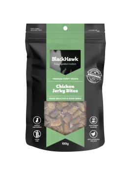 Black Hawk Chicken Jerky Bites for Puppies Dog Treats 100g