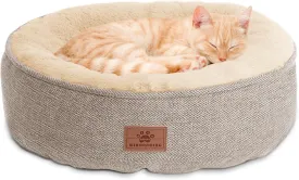 Cat Beds for Indoor Cats,Kitten Bed,Dog Bed for Extra Small Dogs Breeds,Puppy Kennel Bed, Comfy Durable Pet Sleeping Bed, Washable Roun Cat Bed & Non-Slip Bottom, Size 18"L x 18"W x 6.5"Th