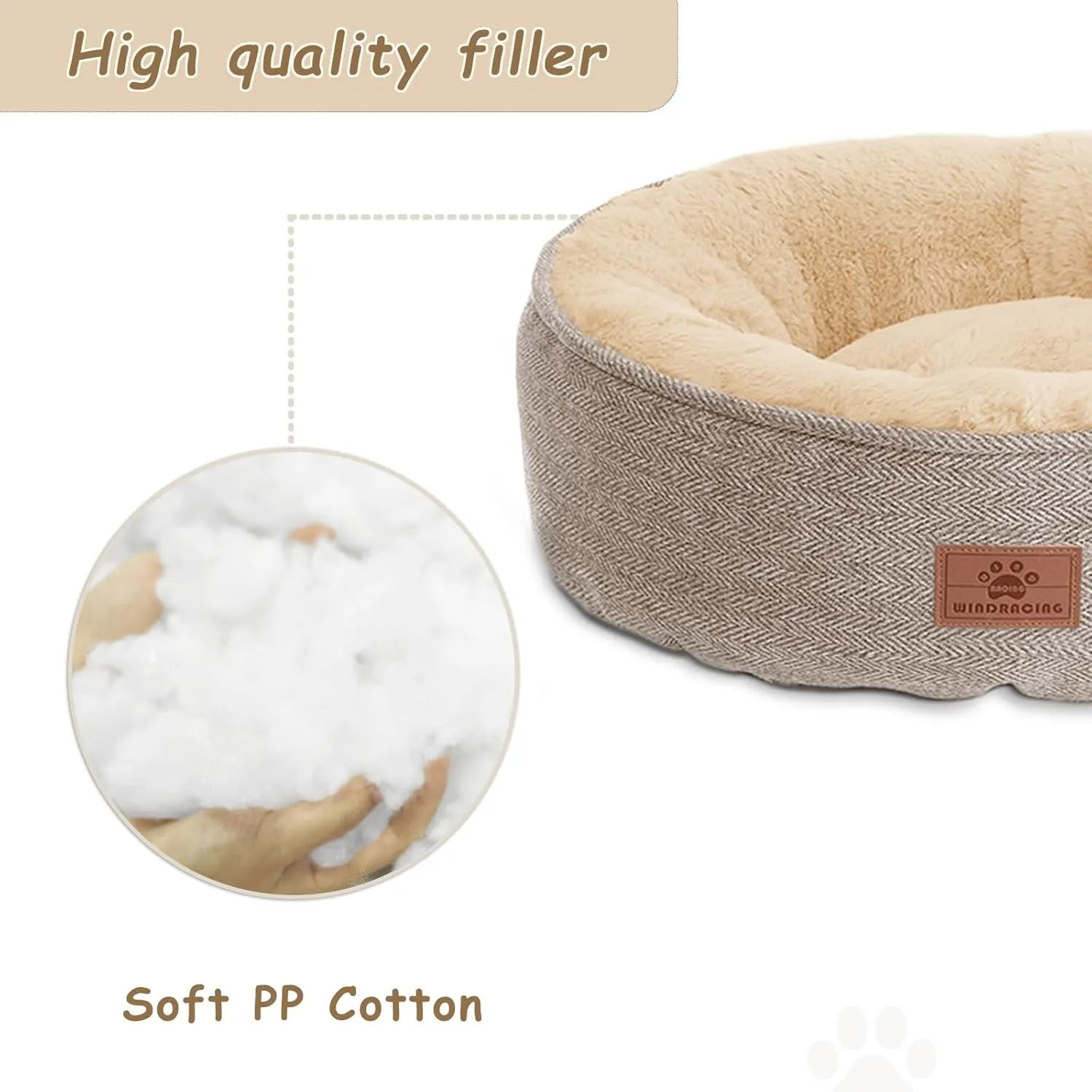 Cat Beds for Indoor Cats,Kitten Bed,Dog Bed for Extra Small Dogs Breeds,Puppy Kennel Bed, Comfy Durable Pet Sleeping Bed, Washable Roun Cat Bed & Non-Slip Bottom, Size 18"L x 18"W x 6.5"Th