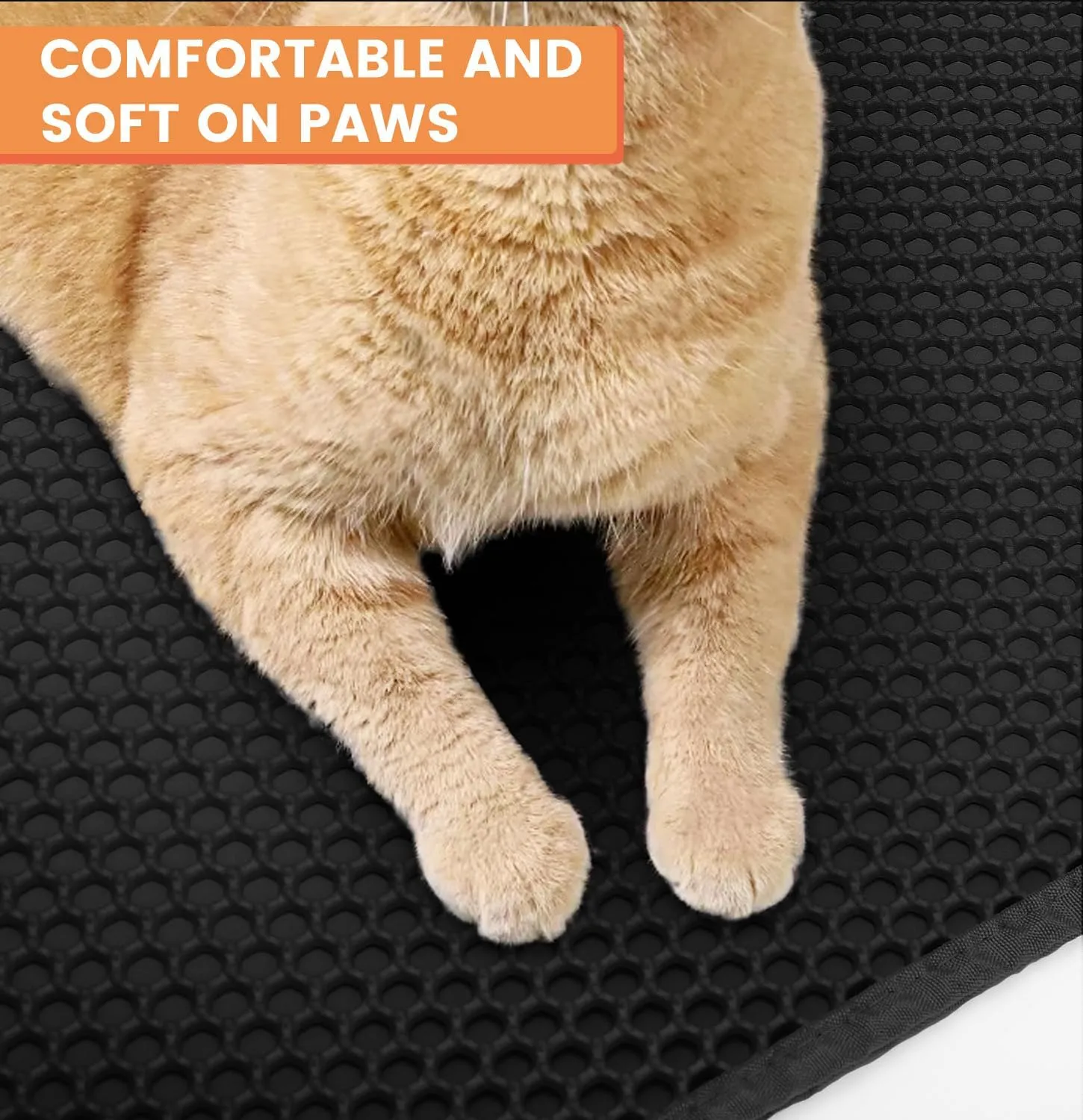 Cat Litter Mat, Litter Trapping Mat, 23.6 x15.7 Cat Mat for Litter Box, Cat Litter Mat Small, Honeycomb Double Layer Design, Waterproof & Urine Proof, Scatter Control, Non-Slip, Black, 1 Pack