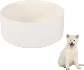 Ceramic Dog Bowl for Food and Water - Pet Dish for Small and Medium Dogs - Microwave and Dishwasher Safe - 28.74 oz - 850 ml - White