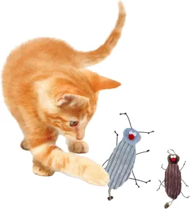 Cockroach Chew Play Toy, Organic Silvervine Catnip, 7-Inch Kicker for Indoor Cats, Teething Kitten Toy, Fun Interactive Toy for Cats, Engaging Play for Kittens and Adults (Gray)