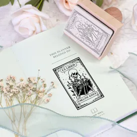 Custom Skeleton Reader "Ex Libris" Book Wooden Rubber Stamp