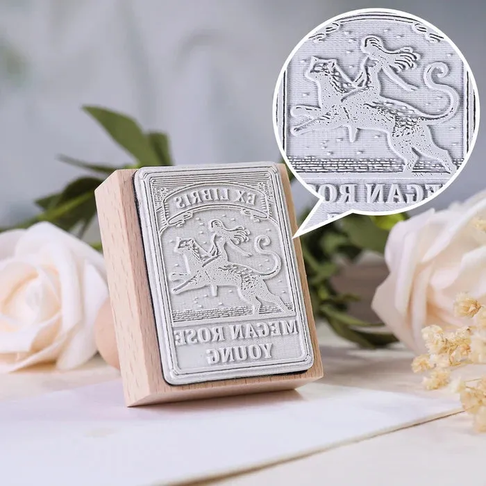 Custom Skeleton Reader "Ex Libris" Book Wooden Rubber Stamp