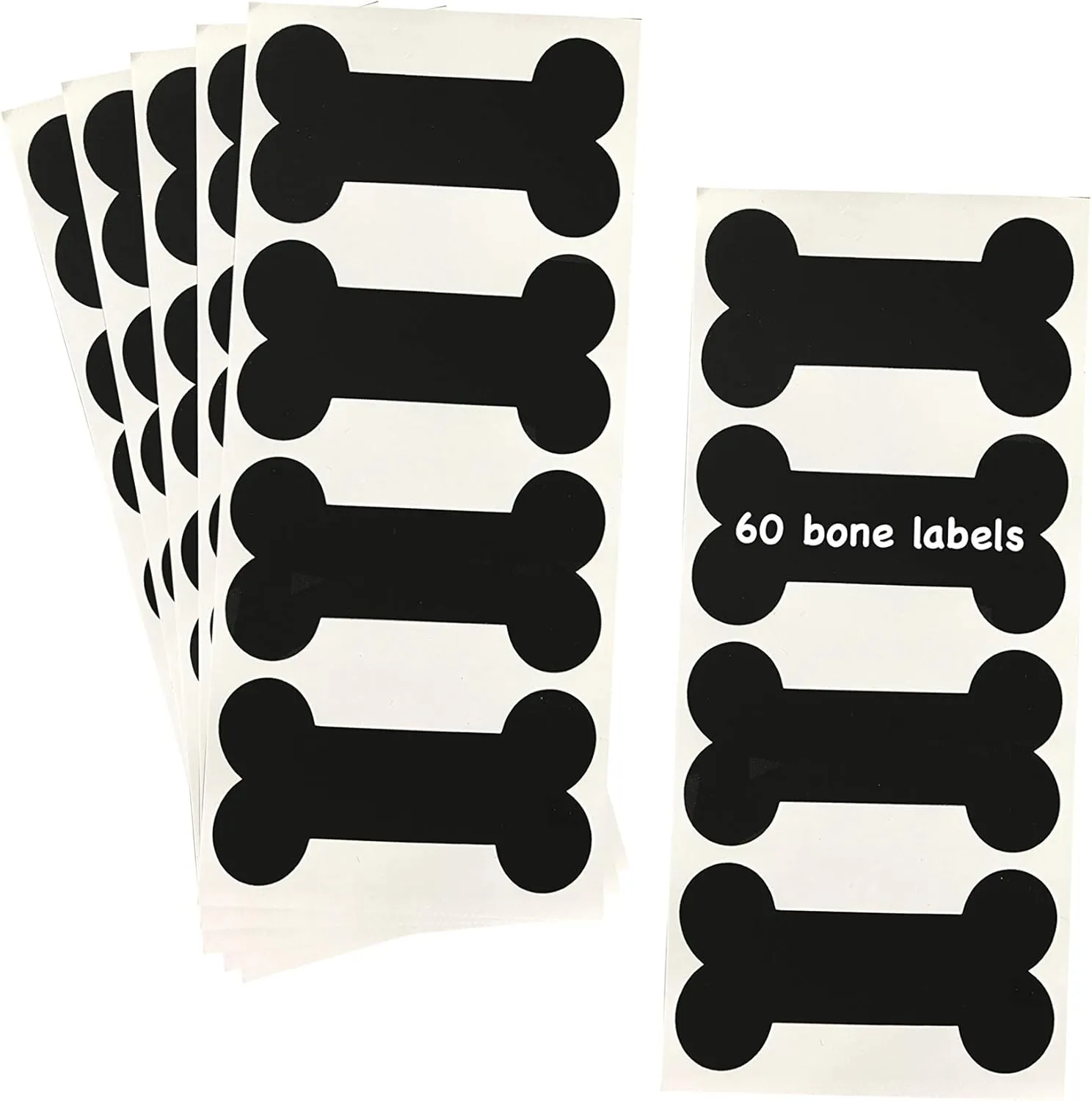 Dog Bone Vinyl Chalkboard Labels - 60 Pack
