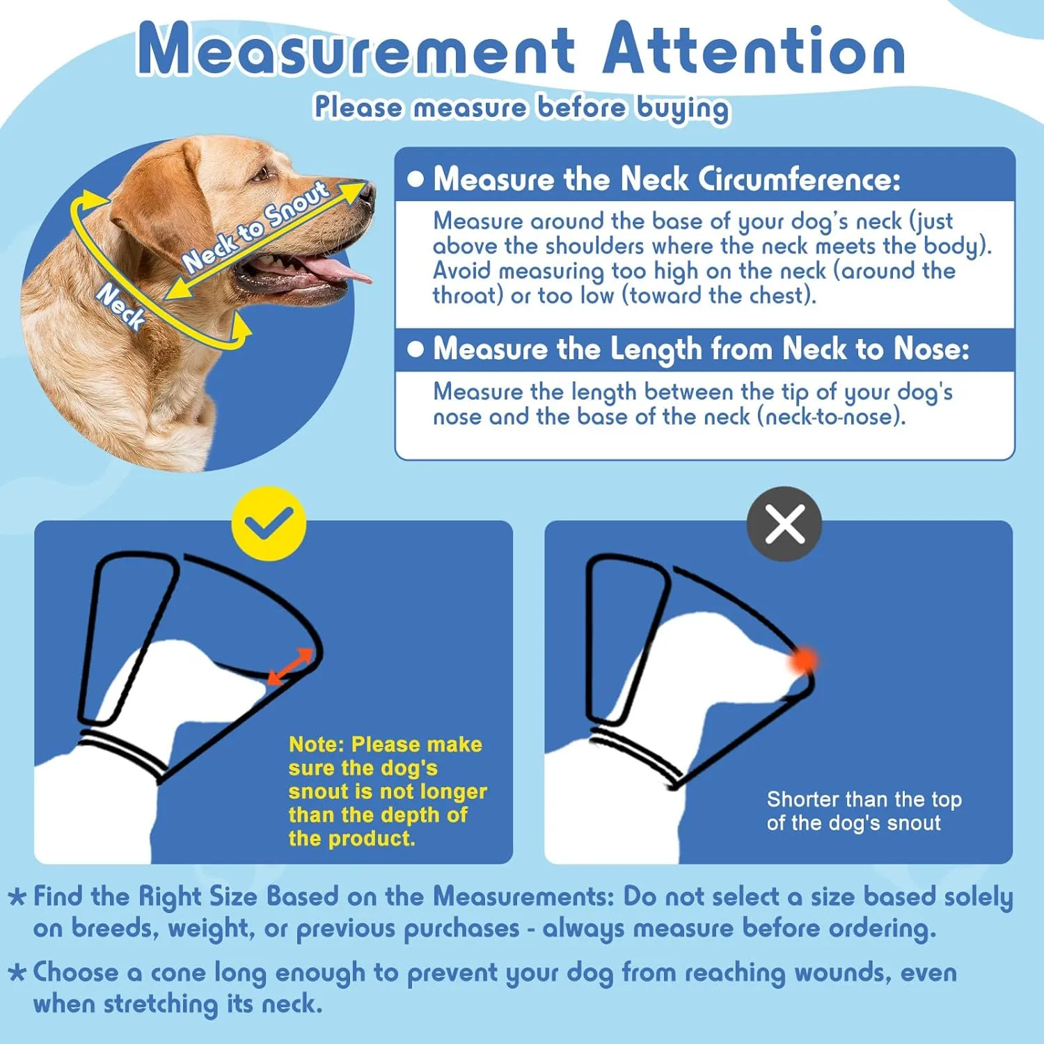 Dog Cone, Transparent Recovery Collar for Large Medium Small Dogs, E Collar After Surgery to Stop Licking, Depth Adjustable Soft Cone Not Block Vision