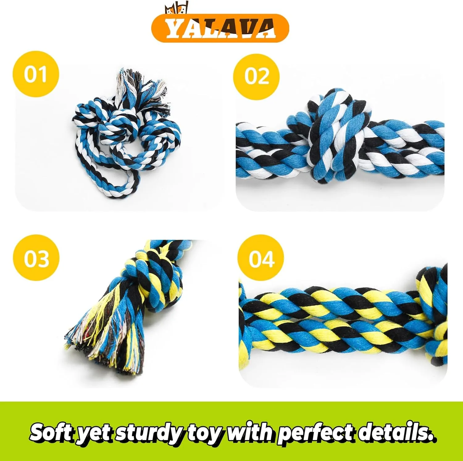Dog Rope Toy for Aggressive Chewers, 2 Pack 20 Inch Heavy Duty Chew Toys for Teeth Cleaning, Cotton Rope Dog Tug Toy for Medium to Large Breed
