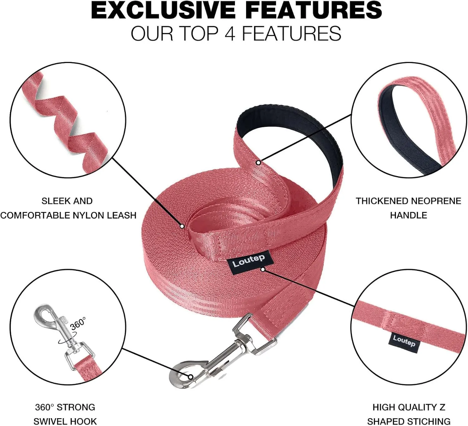 Dog Training Leash 15ft 20ft 30ft 50ft 100 feet - Extra Long Leash for Dogs with Padded Handle for Small Medium & Large Puppy Breed, Outdoor obedience, Agility Nylon Recall line Lead