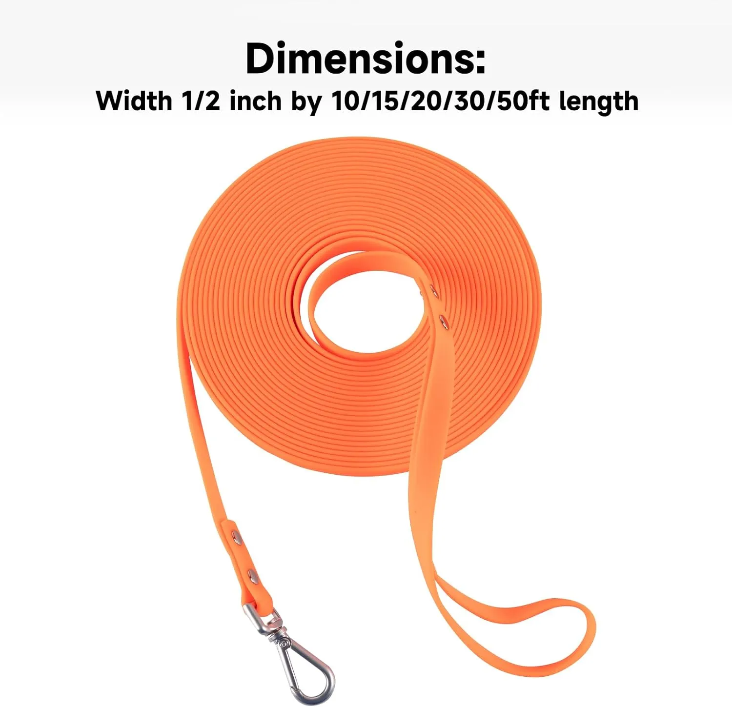 Dog Training Long Leash Waterproof Long Line Heavy Duty Outdoor Recall Lead 10ft 15ft 20ft 30ft 50ft for Small Medium Large Dog (Orange, 30FT)