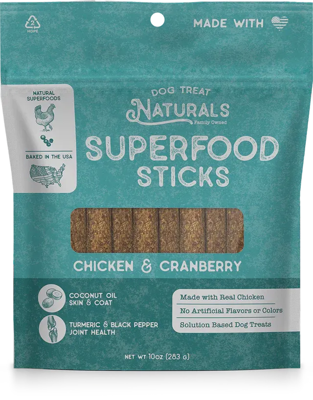 Dog Treat Naturals Chicken & Cranberry Superfood Sticks