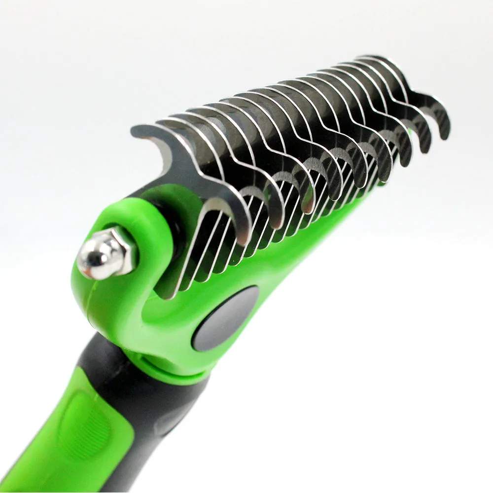 Double-Sided Grooming Comb for Cats & Dogs, Safe Pets Dematting Rakes for Easy Knots Mats & Tangles Removing, Pet Grooming Tool