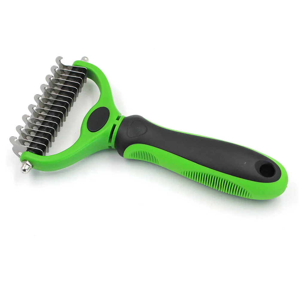Double-Sided Grooming Comb for Cats & Dogs, Safe Pets Dematting Rakes for Easy Knots Mats & Tangles Removing, Pet Grooming Tool