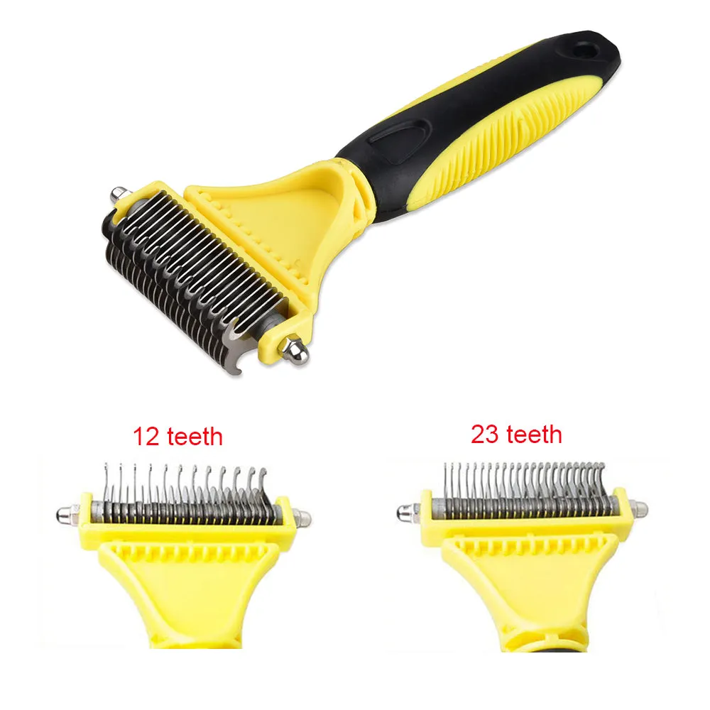 Double-Sided Grooming Comb for Cats & Dogs, Safe Pets Dematting Rakes for Easy Knots Mats & Tangles Removing, Pet Grooming Tool