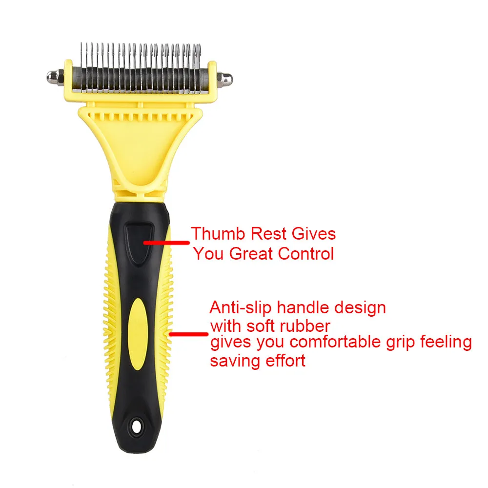 Double-Sided Grooming Comb for Cats & Dogs, Safe Pets Dematting Rakes for Easy Knots Mats & Tangles Removing, Pet Grooming Tool