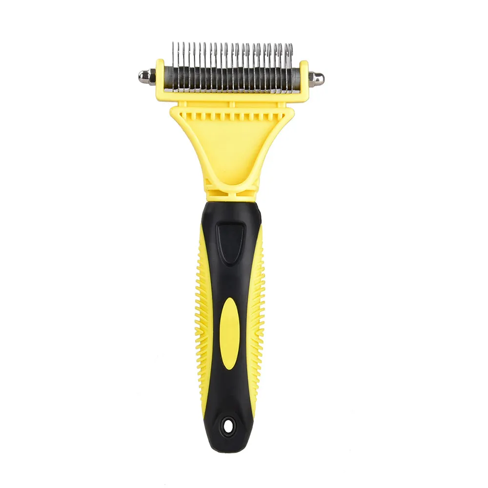 Double-Sided Grooming Comb for Cats & Dogs, Safe Pets Dematting Rakes for Easy Knots Mats & Tangles Removing, Pet Grooming Tool