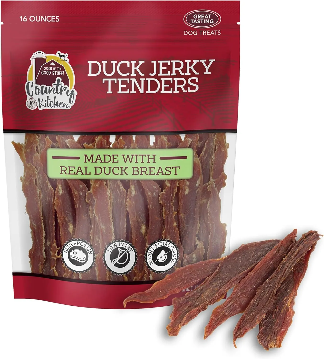 Duck Jerky Tender Dog Treats, Made with Real Duck, High Protein, Low Fat, No Artificial Colors, 16 oz