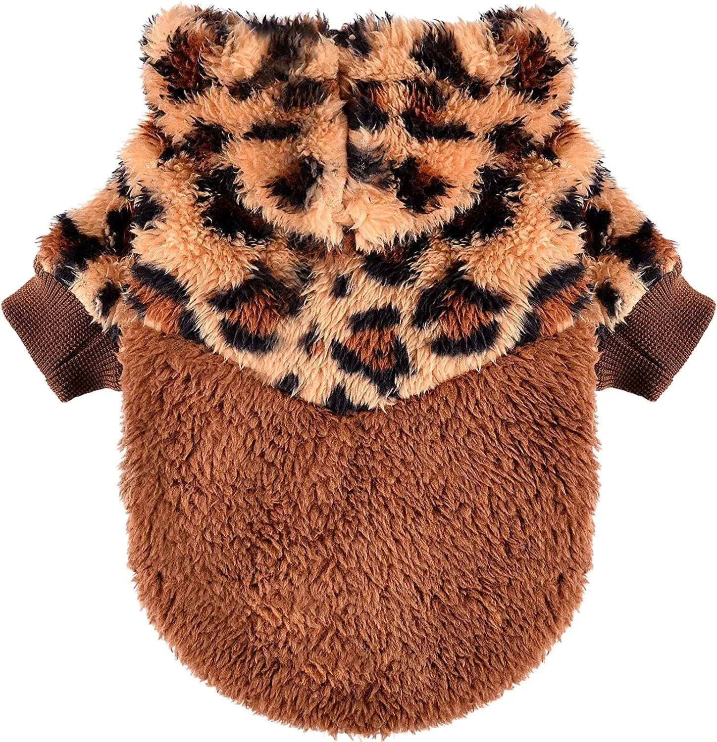 Fleece Dog Hoodie Clothes Pet Sweaters for Small Dogs, Winter Cute Warm Puppy Chihuahua Sweater, Pet Clothes for Chihuahua Yorkie Teacup, Cat Apparel (Leopard, XX-Small)