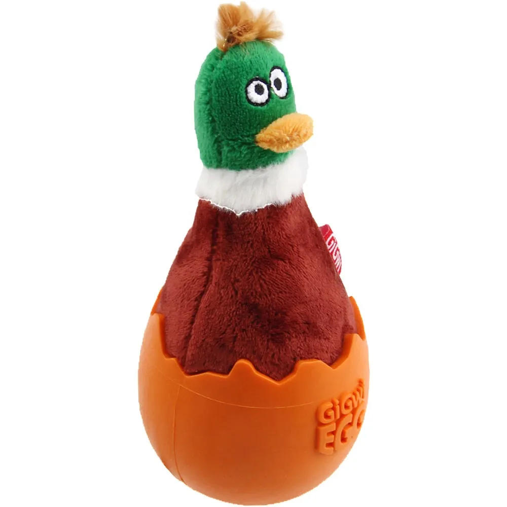 GiGwi Egg Wobble TPR & Plush Dog Toy (Duck)