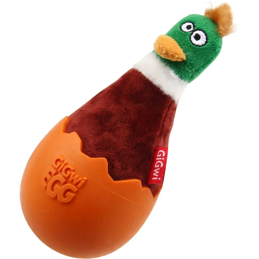 GiGwi Egg Wobble TPR & Plush Dog Toy (Duck)