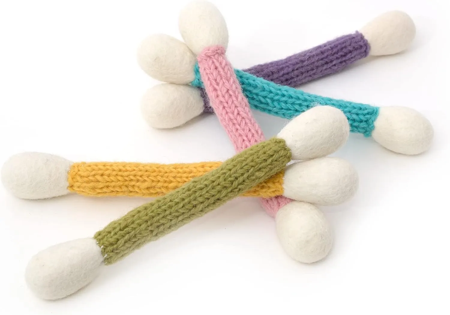 Glaciart One Swabs Cat Toys with Catnip - 5 PCS | Cute Cat Toys for Interaction, Exercise, & Play | Filled w/Organic Catnip for Anxiety & as Digestive Aid | Gift Idea