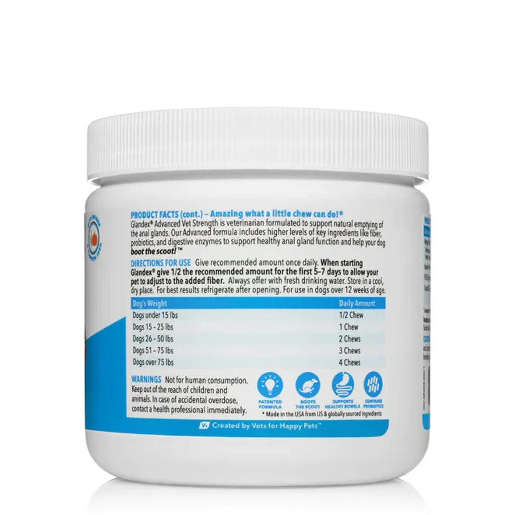 Glandex Advanced Vet Strength Anal Gland Support for Dogs, Duck & Bacon Flavor