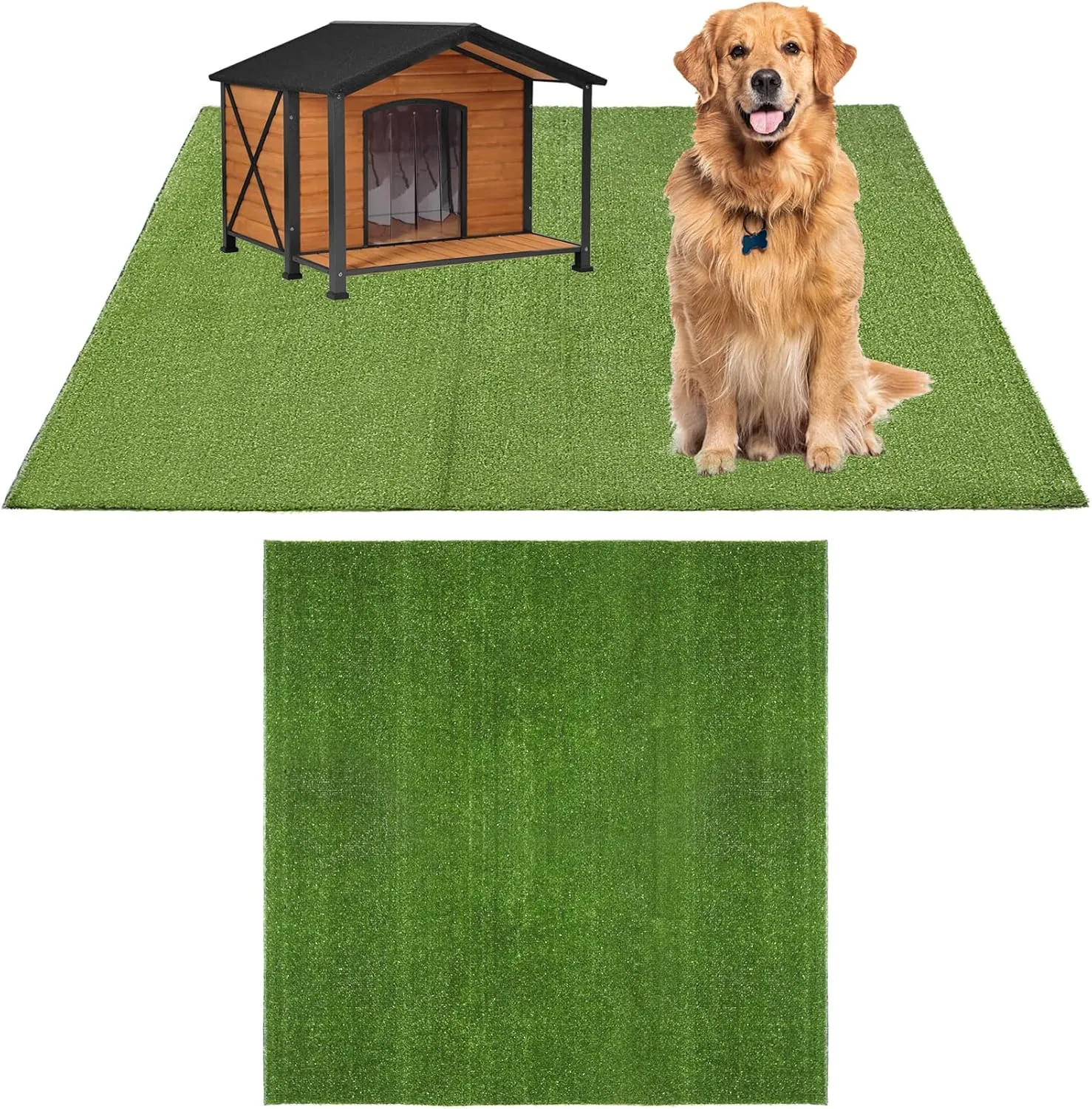 GLOBREEN Extra Large Fake Grass for Dogs Potty Training, 5FT X 5FT Artificial Grass Outdoor Rug for Patio Balcony Pets Kennel, Waterproof Easy to Cut
