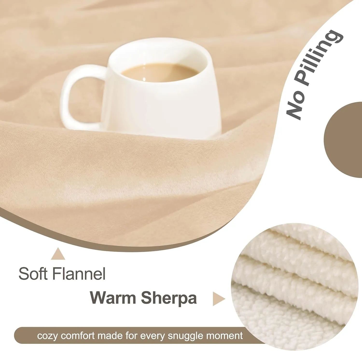 gogobunny Waterproof Bed Blanket, Reversible Sherpa Fleece Throw Blanket for Dog Puppy Cat, Furniture Cover Protects Bed Couch Sofa from Liquid Pee and Pet Fur (Beige, 50x60 inches)