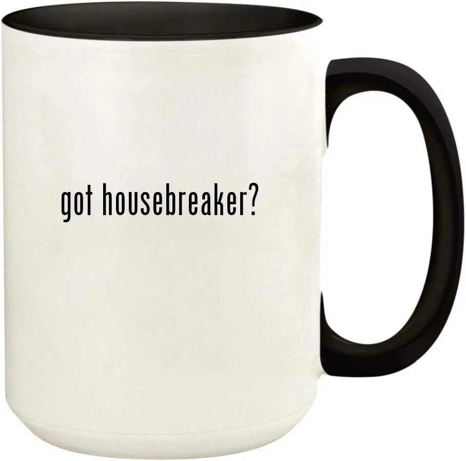 got housebreaker? - 15oz Ceramic Colored Handle and Inside Coffee Mug Cup, Black