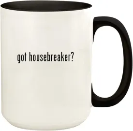 got housebreaker? - 15oz Ceramic Colored Handle and Inside Coffee Mug Cup, Black