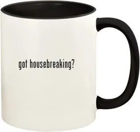 got housebreaking? - 11oz Ceramic Colored Handle and Inside Coffee Mug Cup, Black