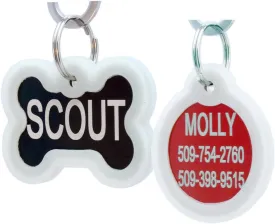 GoTags Personalized Pet ID Tags for Dogs and Cats, Includes Glow in The Dark Silencer to Protect Tag and Engraving, No Noise, Quiet Tags, Front and Backside Engraving, Rectangle