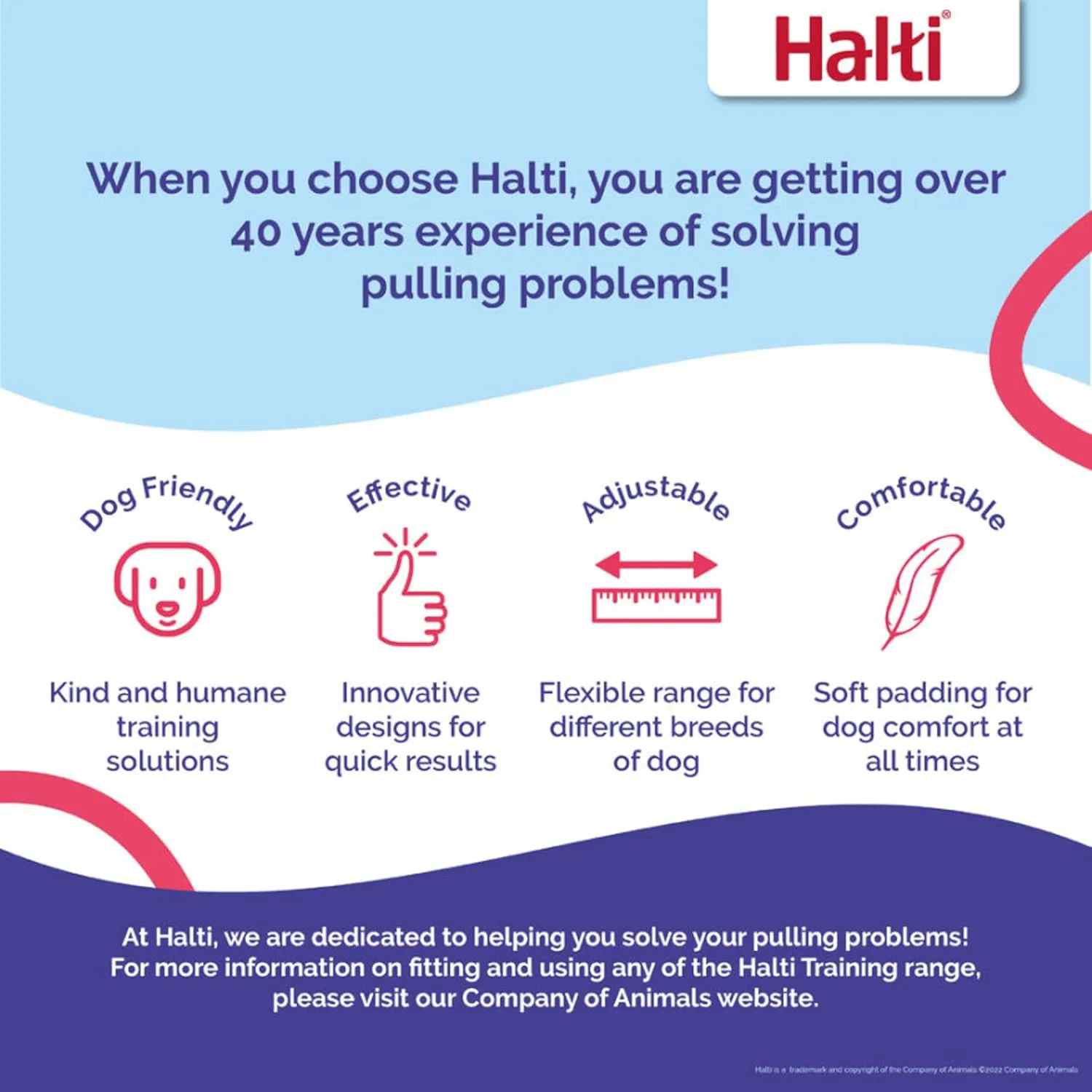 HALTI Training Leash - Multifunctional Double-Ended Dog Leash, Ideal for Anti-Pulling Dog Training. Lightweight & Durable. Suitable for Medium to Large Dogs & Puppies (Size Large, Cobalt Blue, 2m)