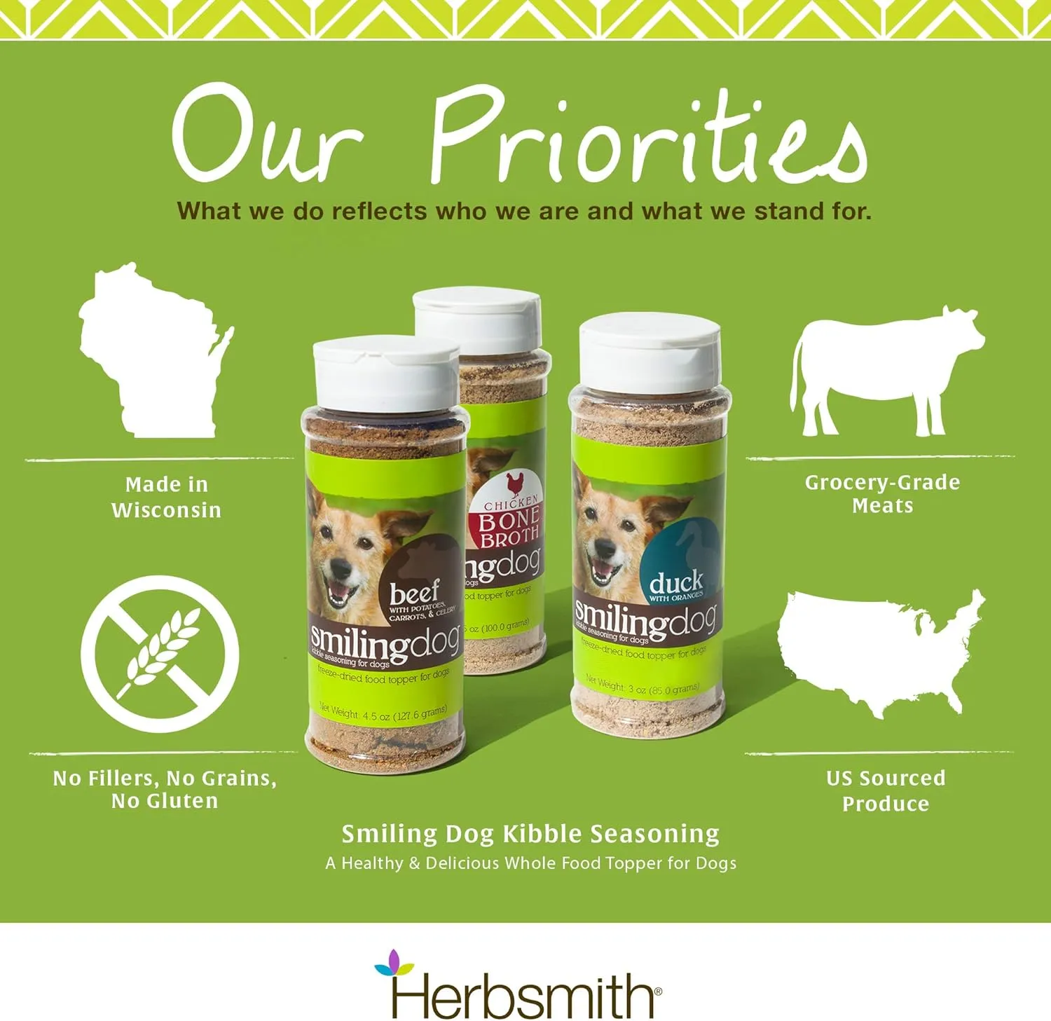 Herbsmith Kibble Seasoning  Freeze Dried Duck  Dog Food Topper for Picky Eaters  Grocery-Grade Fruits   Veggies  3oz