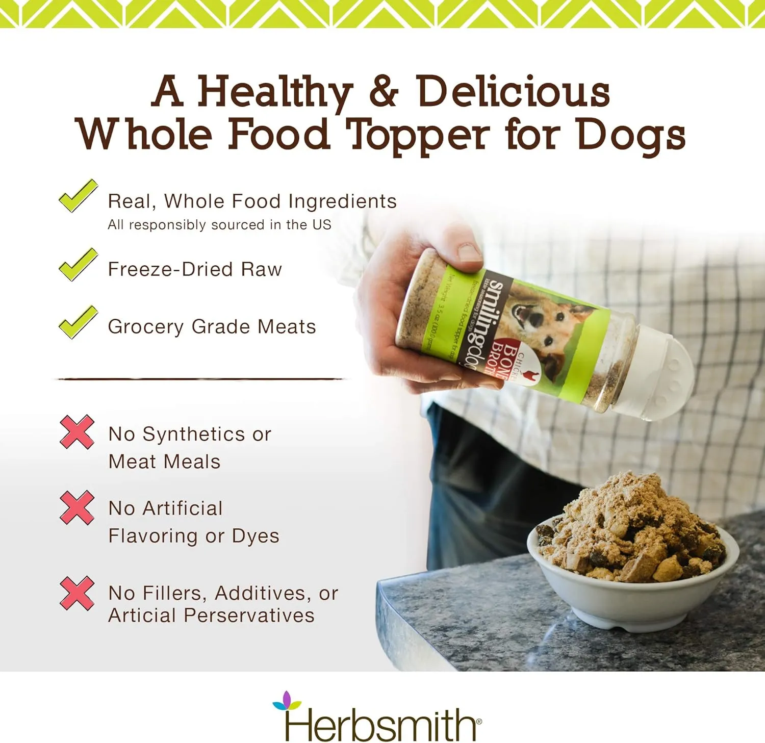 Herbsmith Kibble Seasoning  Freeze Dried Duck  Dog Food Topper for Picky Eaters  Grocery-Grade Fruits   Veggies  3oz