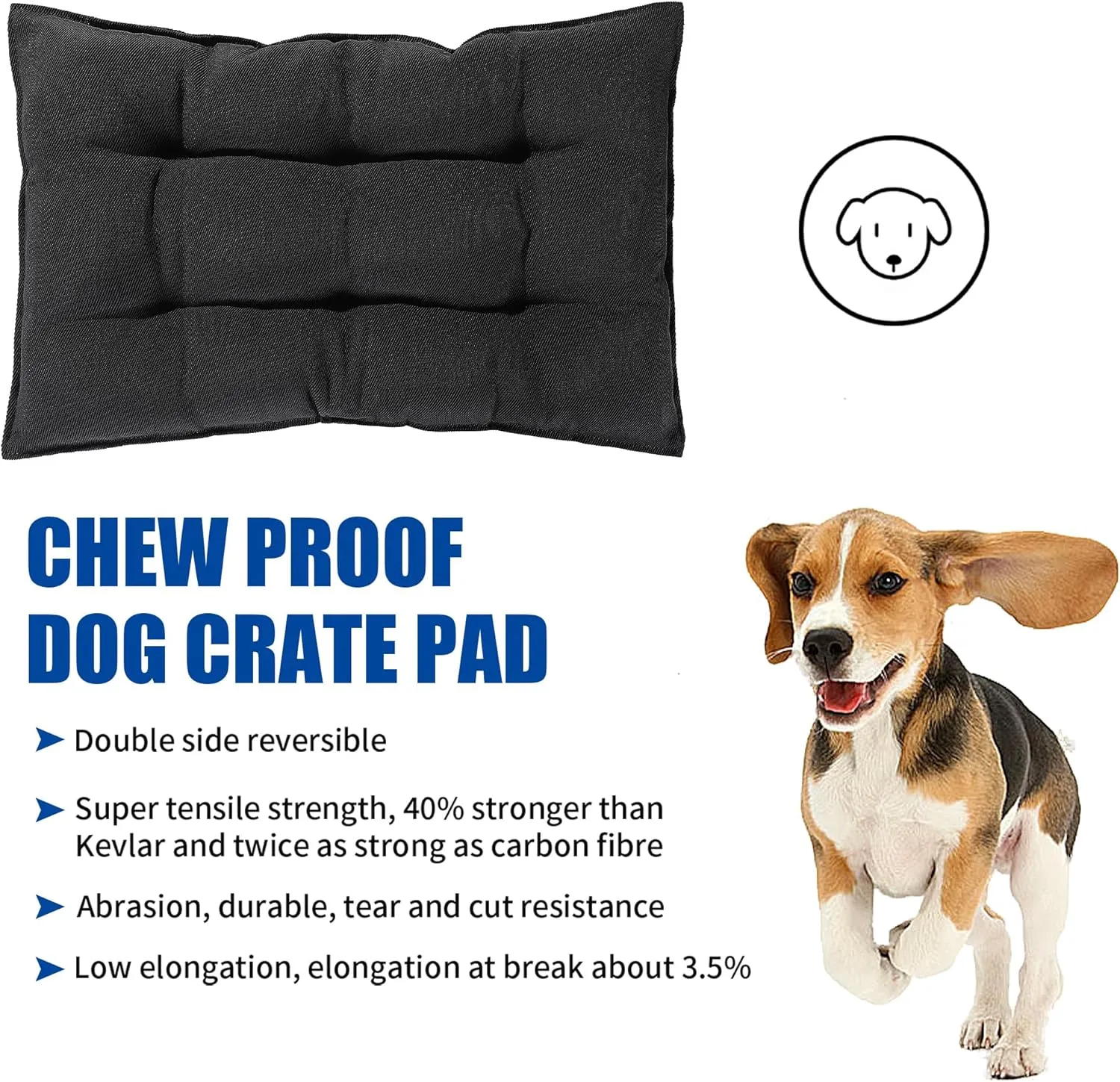 HOMBYS Chew Proof Dog Bed for Teething Puppy, Indestructible Durable and Water Resistant Crate Pad Mat for Aggressive Chewers, Kennel Pad for Medium Dogs Cages (X-Small (23" L x 17" W))