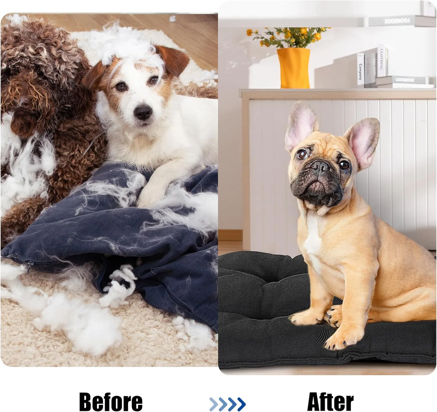 HOMBYS Chew Proof Dog Bed for Teething Puppy, Indestructible Durable and Water Resistant Crate Pad Mat for Aggressive Chewers, Kennel Pad for Medium Dogs Cages (X-Small (23" L x 17" W))