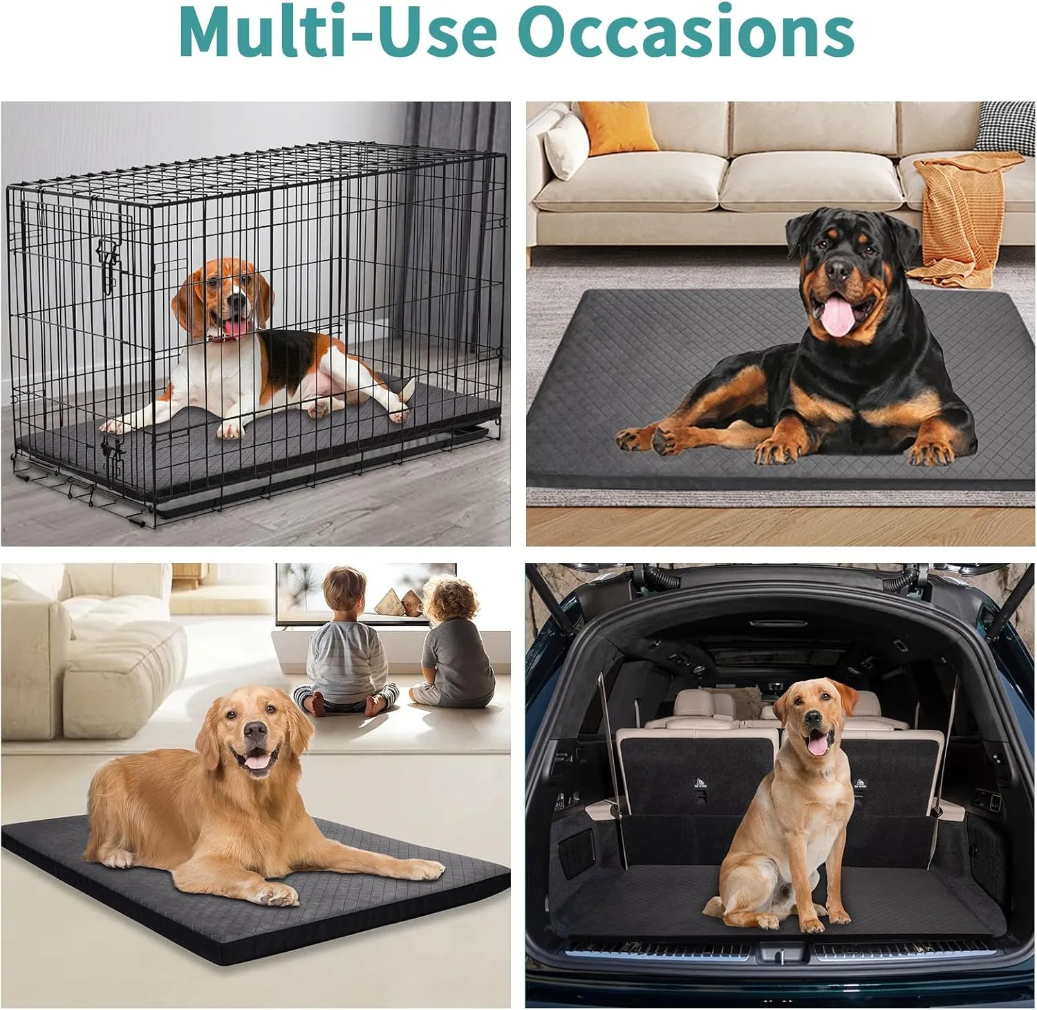 Indestructible Dog Beds, Chew Proof Dog Crate Pad for Aggressive Chewer, Washable Cover Quilted Dog Mat for Crate,Non-Slip Bottom Kennel Pad, Durable Dog Beds for Puppy (Gray, 40"x27")