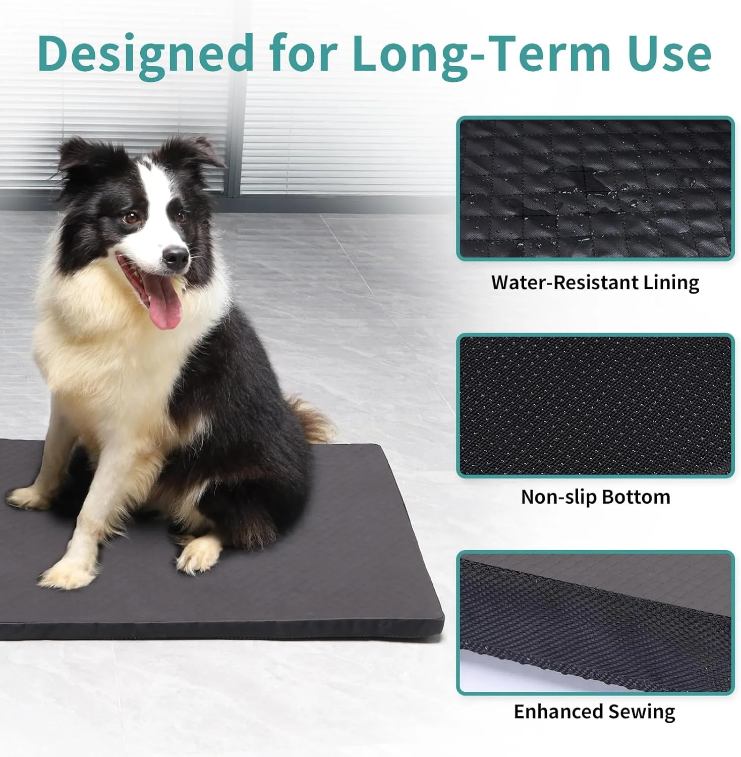 Indestructible Dog Beds, Chew Proof Dog Crate Pad for Aggressive Chewer, Washable Cover Quilted Dog Mat for Crate,Non-Slip Bottom Kennel Pad, Durable Dog Beds for Puppy (Gray, 40"x27")