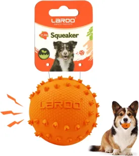 LaRoo Squeaky Dog Ball Toy, Durable Natural Rubber Squeaker Ball Floating Throwing Training, Teeth Cleaning Chew Toy for Pet Small Medium Large Dogs (6.5CM Orange)